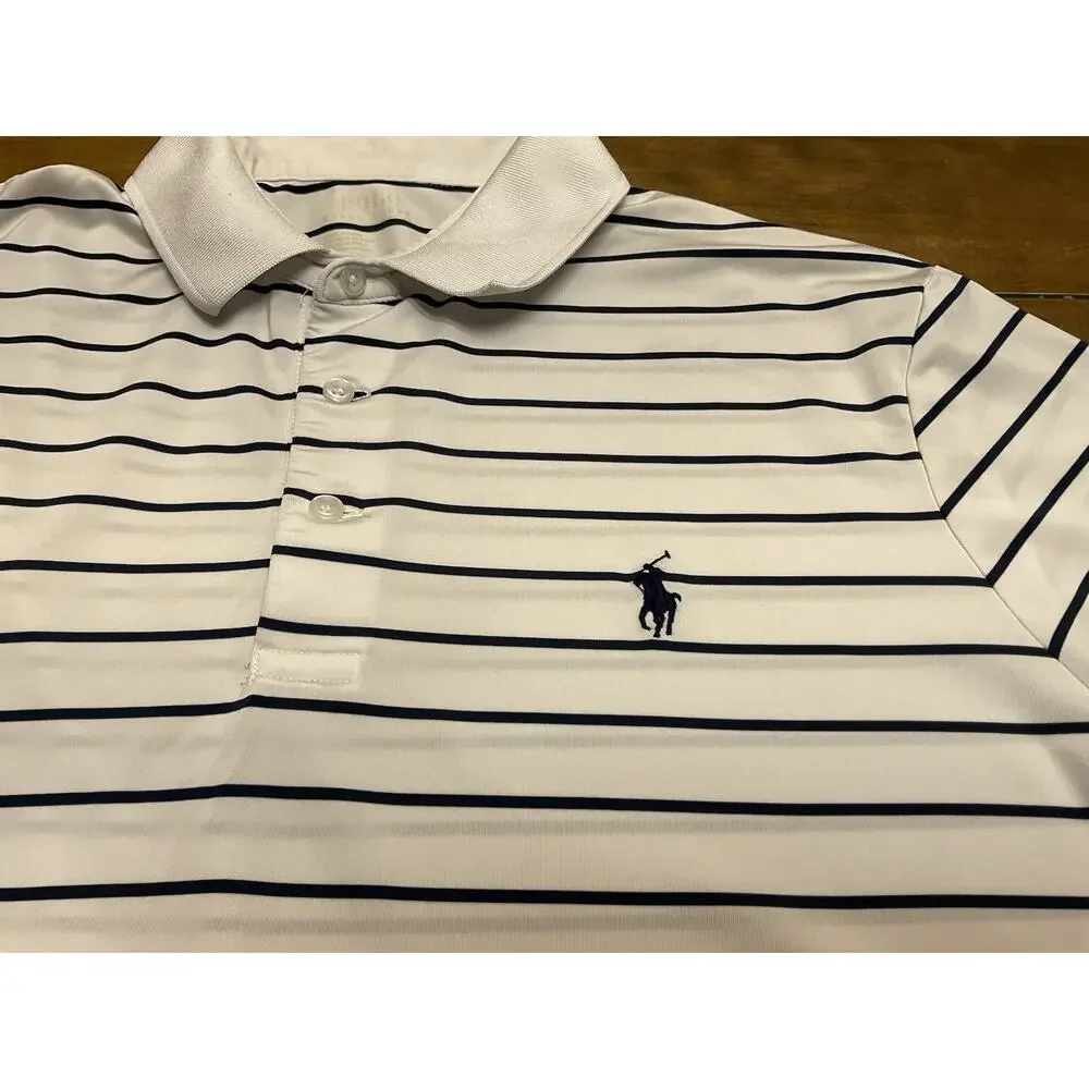 Polo Ralph Lauren Performance Shirt Mens Medium Striped Short Sleeve Stretch